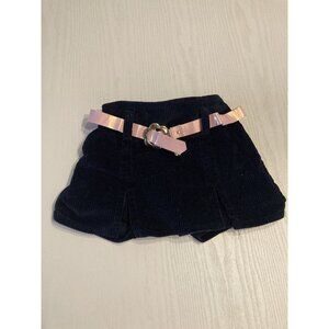 Black Corduroy Skirt Girls Size 4 Vintage Flower Belt Y2K